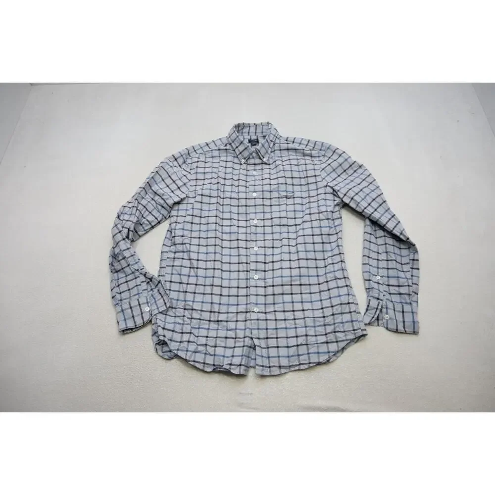 J Crew Flex Oxford Dress Shirt Plaid Long Sleeve Button Up Mens‎ Large
